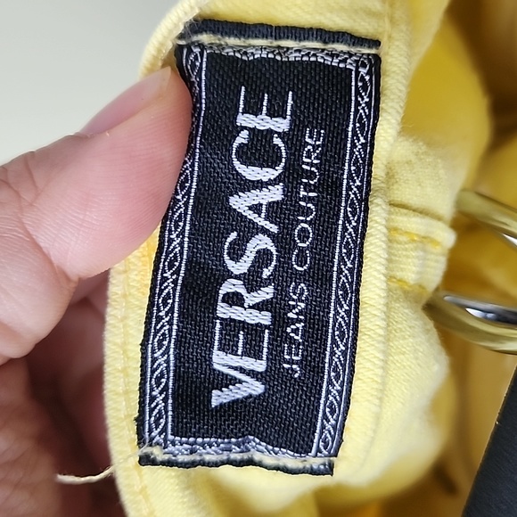 Vintage Versace Jeans Couture Bright Yellow Stretch Denim Jeans - Picture 6 of 11